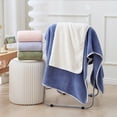 thumbnail image 6 of FastXmas Microfiber Bath Towels, 28"x53" Soft Thick Solid Color Striped Coral Velvet Bath Sheet, Highly Absorbent and Quick Dry Shower Towels Compact Travel Towel for Bathroom Beach Pool Spa Gym, 6 of 9
