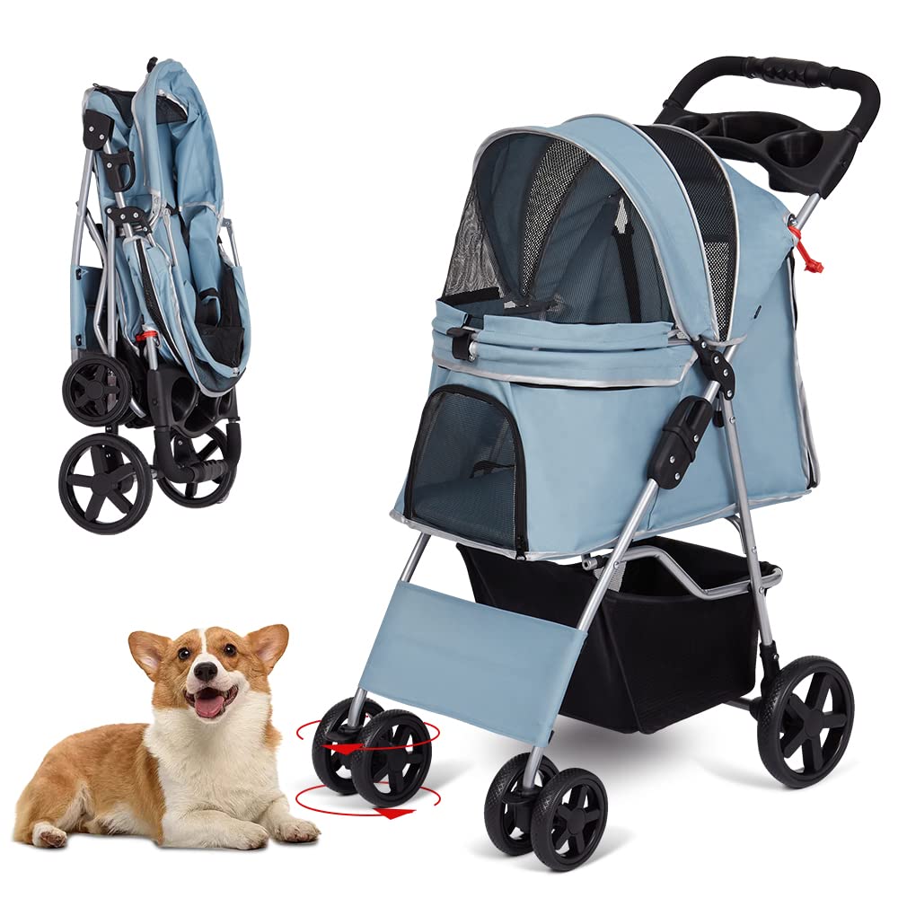 Kinbor Dog Stroller Cat Pet Stroller for Small Medium Dogs&Cats with