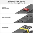 thumbnail image 2 of PrimeCables Barre d'Alimentation PDU 1U à 6 Prises avec Boîtier en Alliage d'Aluminium, Certifiée ETL, 1,8 m, Noir, 2 of 6