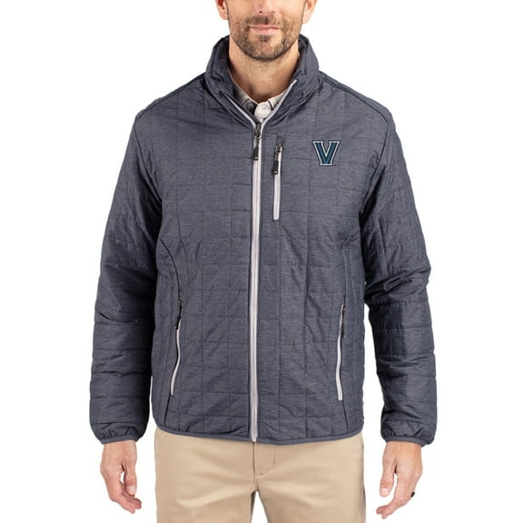 Men's-Cutter & Buck  Anthracite Villanova Wildcats Rainier Eco Insulated PrimaLoft Full-Zip Puffer Jacket