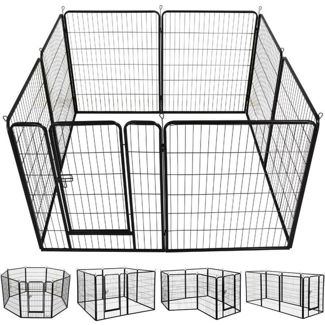 8 Piezas 80 x 60 cm Parque Jaula para Perros Corral Plegable Valla para Mascota