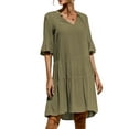 thumbnail image 5 of Biezeib Women's Summer Short A-line Dress Solid Color/Floral Print Short Sleeve V Neck Dress, 5 of 6