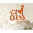 thumbnail image 1 of "Personalized Mr & Mrs Wedding Cake Topper Personalized Glitter Orange Cake Topper Color Option Available 6""-7"" Inches Wide", 1 of 1