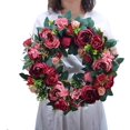 thumbnail image 1 of Artificial Silky Round Peony Wreath for Indoor Outdoor, Home Decor for Front Door, Window, Wall, Festival, Birthday, Wedding Party, 16 Inch, 1 of 4