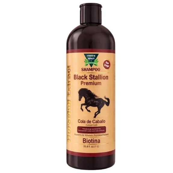 Green Royalty Black Stallion Premium Shampoo with Horsetail Extract and Biotin, 33.8 fl oz (1L), Unisex Herbal Hair Care, Paraben Free