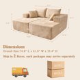 thumbnail image 4 of Ovios 74"W Oversized Double Chaise Lounge Chair Deep Seat Cloud Sofa Bed Sleeper Loveseat for Living Room, No Assembly, Black, 4 of 9