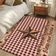 thumbnail image 4 of Area Rugs 2.7'x5', Western Texas Star Vintage Carpet for Living Room Bedroom Dining Room, Rustic Wreath Wood Red Plaid Throw Kitchen Rugs Non Slip Washable Rectangle Indoor Outdoor Rugs, 4 of 8