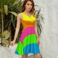 thumbnail image 5 of PLAIN SOLID NEON FLUORESCENT RAINBOW STRIPES 5 COLORS Dress Summer Street Style Dresses Female Sleeveless Printed Sundress, 5 of 7