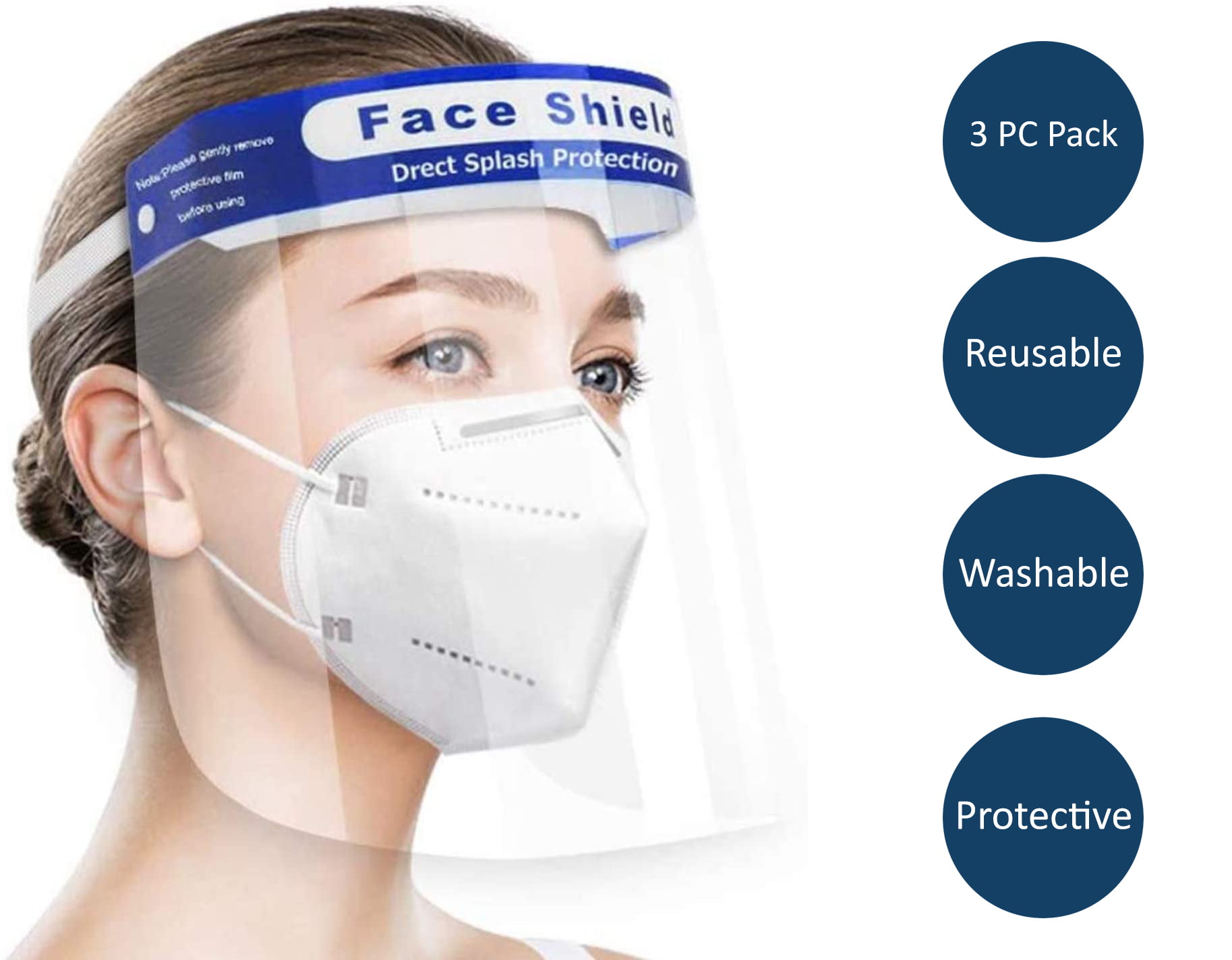 Transparent Unisex Reusable Face Shield Visor Anti-Spitting Eye Protection 