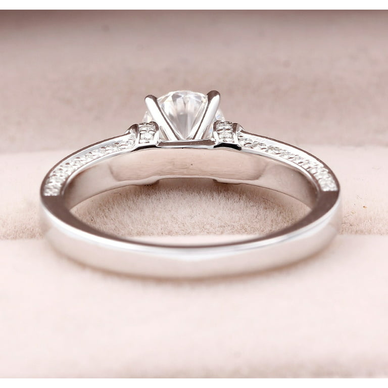 Estate Platinum Round Brilliant Cut Diamond Engagement Ring
