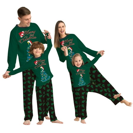 

Christmas Pajamas for Family Christmas Long Sleeves Printed Top Pants Family Matching Pajamas Set