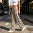thumbnail image 6 of Nugftut Womens Wide Leg Pants Striped Elastic Waist Casual Sweatpants Lightweight Fall Pants, 6 of 7