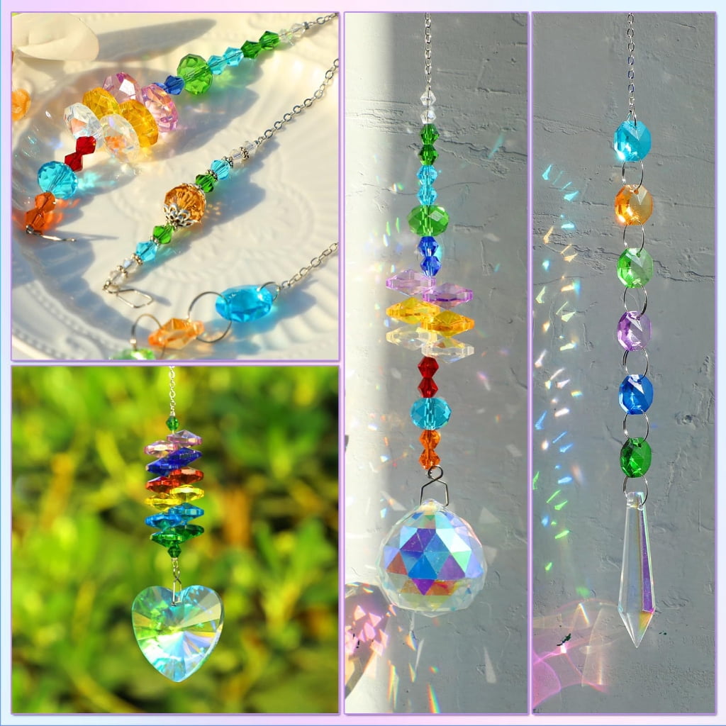 Set of 460 Handmade Winds Chimes Bead Kits Glass Crystals for Window Garden Decoration Practical Jewelry Making Supplies