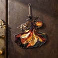 thumbnail image 2 of Halloween Witch Decoration, Stained Glass Style Hanging Ornament, Acrylic Witch Holding Pumpkin Figurine for Home Office Living Room Car Halloween Party Decor, 2 of 6