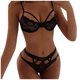 thumbnail image 1 of Gibobby arnés para mujer Conjunto de Bikini hueco para mujer, ropa interior negra, ropa interior Sexy, ropa interior Sexy de puntos(Negro, XXXL), 1 of 5
