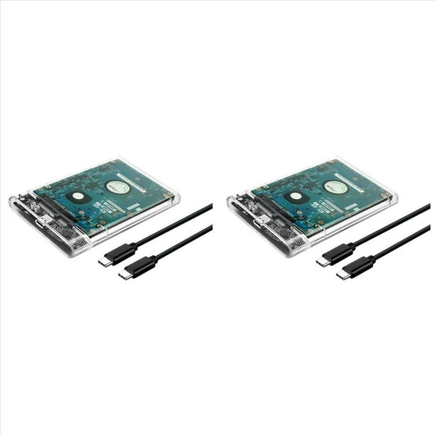 2X Carcasa para Disco Duro SSD de 2,5 Pulgadas A USB 3.1 Tipo C de 4 TB, Carcasa Transparente para Disco Duro Externo, Apto para UASP III para Ordenador Portátil