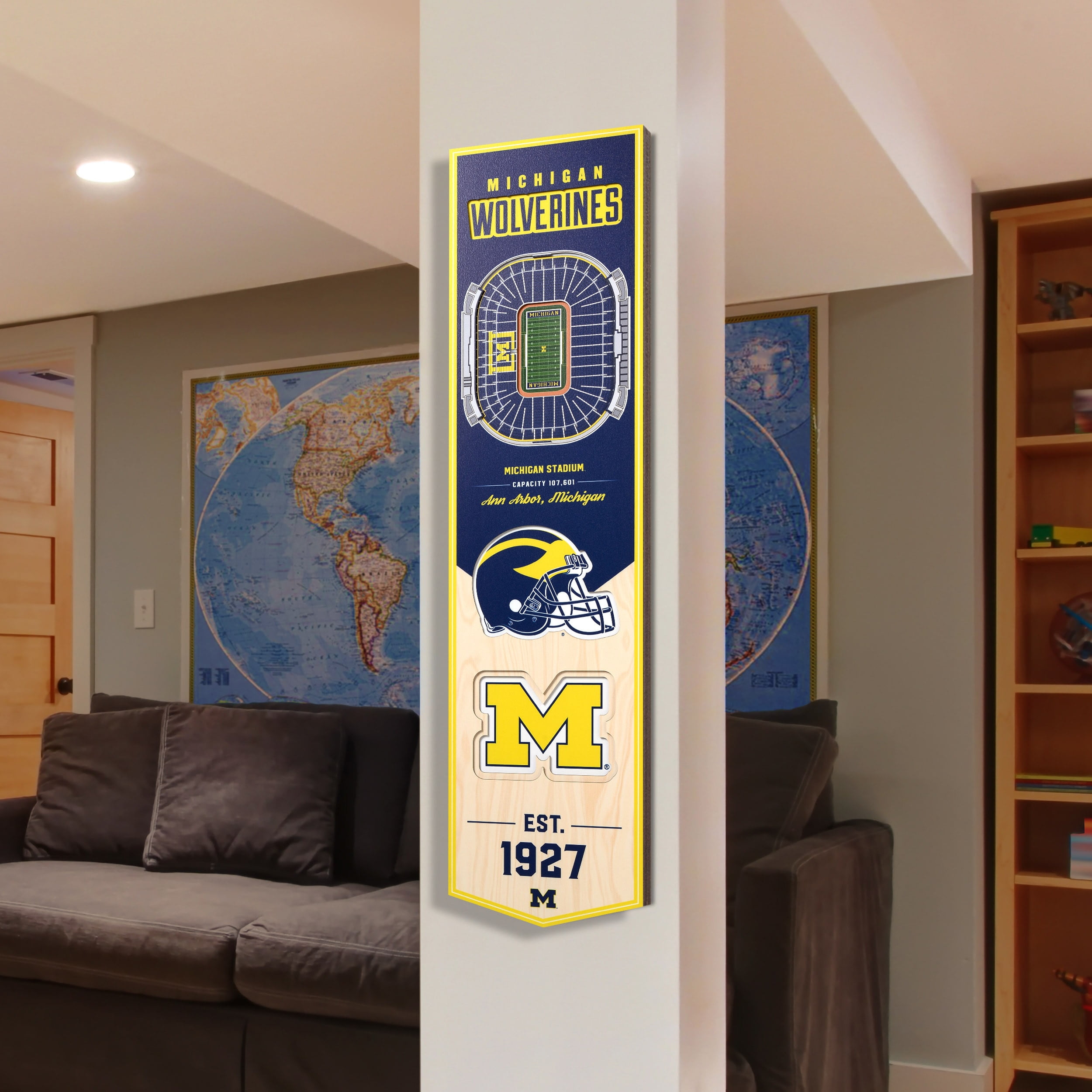Michigan Wolverines 8'' x 32'' 3D StadiumView Banner
