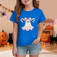 thumbnail image 2 of Staki Toddler Girls Halloween Shirt Cute Tshirt Kids Outfits Short Sleeve Tees Tops(Blue,9-10 Years), 2 of 5