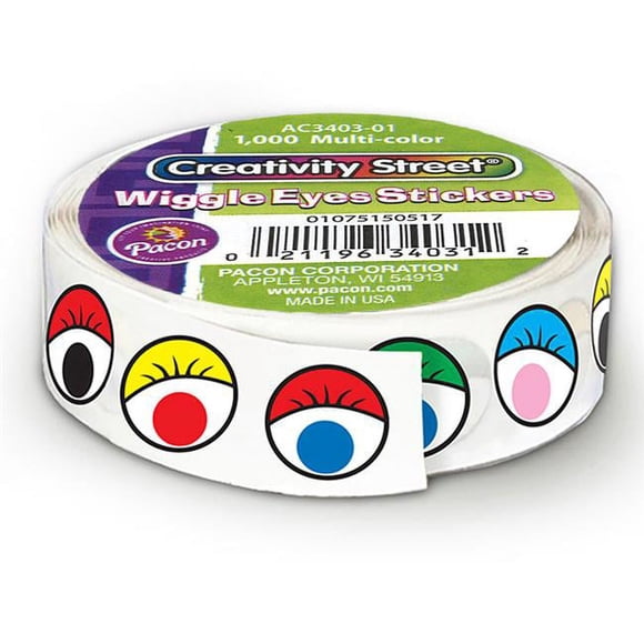 Pacon CK-34031-2 Creativity Street Wiggle Eyes Stickers On A Roll, Multi Color - Pack of 2