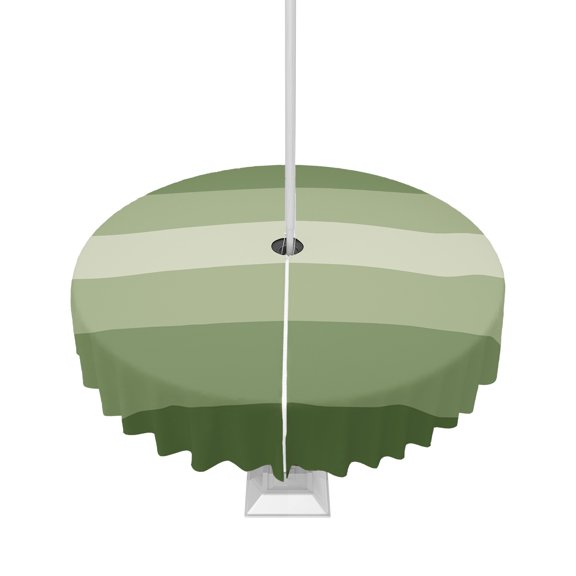 Fsddascl Sage Green Ombre Outdoor Tablecloth - 60 Inch Round Dining Table Cover, Sage Green Gradient Woods Farmhouse Waterproof Outdoor Table Cloth with Umbrella Hole & Zipper for Picnic/Patio/Party