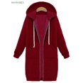 thumbnail image 5 of BadPiggies Women Zipper Hoodie Long Coat Casual Sweatshirt Fleece Outwear Winter Warm Jacket (4XL, Wine Red), 5 of 6