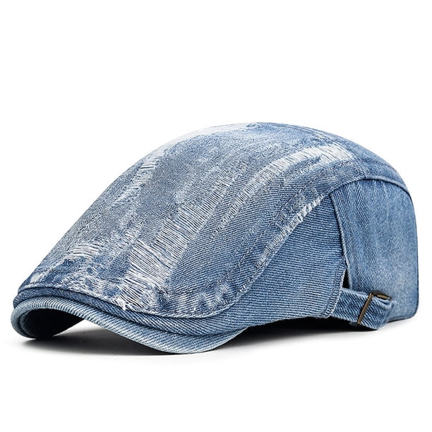 Sombreros para hombre, estilo antiguo, lavados, desgastados, rotos, boina vaquera, sombrero inglés con visera ancha, sombrero de rayón para hombre.