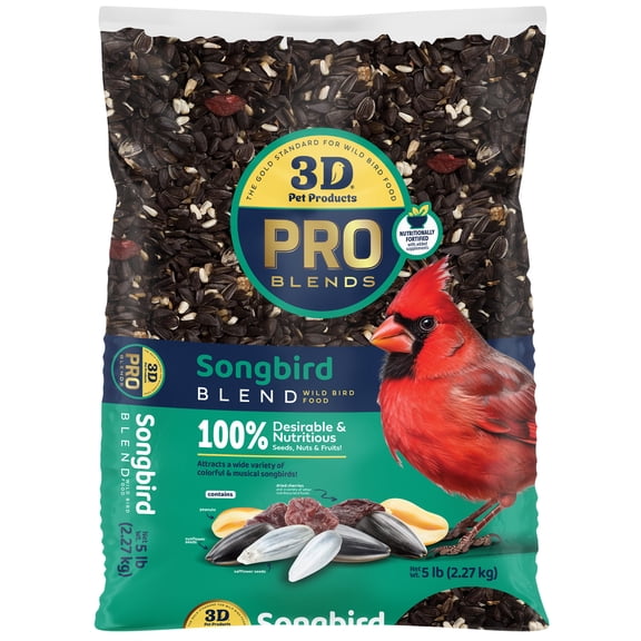 3-D Pro Blends Songbird Blend Wild Bird Food, Wild Bird Seeds, 5 Pounds