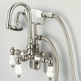 thumbnail image 3 of Water Creation  Polished Nickel Adjustable Spread Wall Mount Gooseneck Spout Tub Faucet, Swivel Wall Connector, Handheld Shower Porcelain Lever, 3 of 5