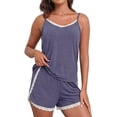 thumbnail image 4 of MINTREUS Womens Cami Pajamas Sets 2 Piece Camisole Lounge Pjs Set Lace Trim Sleepwear with Shorts, 4 of 9