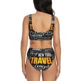 thumbnail image 3 of Kdxio Travel Print Women's 2 Piece High Waisted Wrap Spaghetti Strap Summer Swimsuit Bikini Set-X-Large, 3 of 7