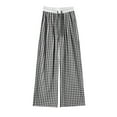 thumbnail image 4 of Casual Pants for Women, Audhol Women's Spring Contrasting Plaid Belt Drawstring Elastic High Waisted Loose Casual Pants Plaid Pants for Women Black 3XL, 4 of 4