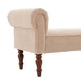 thumbnail image 6 of Christopher Knight Home 59" Upholstered Ottoman Bench, Rolled Arms, End of Bed Bench with Wooden Legs, Light Khaki, 6 of 8