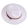 thumbnail image 2 of BadPiggies Vintage Fedora Hat for Men & Women Wide Brim Felt Hats with Belt Buckle (White), 2 of 9