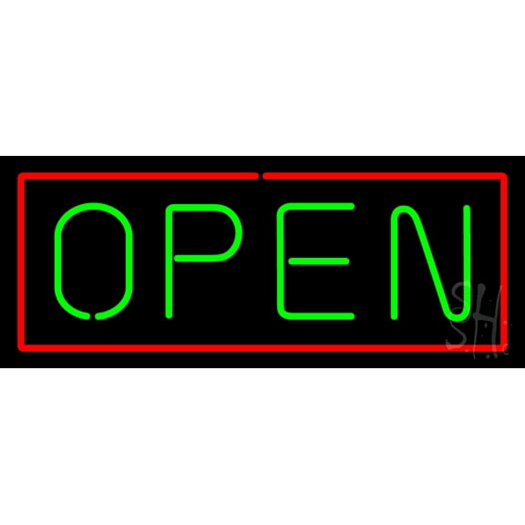 Open RG LED Neon sign 13 x 32 - inches, Black Square Cut Acrylic Backing, with Dimmer - Bright and Premium built indoor LED Neon Sign for storefront.