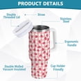 thumbnail image 2 of Yayeee 30oz Stainless Steel Tumbler with Straw and Handle Double-Wall Insulated Travel Water Bottle, Strawberry Plaid Pattern, 2 of 8