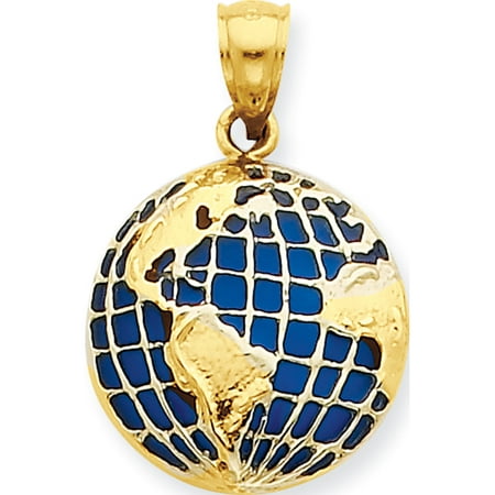 14k Yellow Gold Globe (Leslies Fine Jewelry Designer 14k Yellow Gold BlueTranslucent Acrylic Globe (16.5x24.5mm) Pendant)