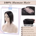 thumbnail image 3 of MY-LADY Woman 100% Remy Real Topper Human Hair Hair Extensions Natural Daily Hair Wigs Straight Hair Piece #1B Natural Black 6inch, 3 of 8