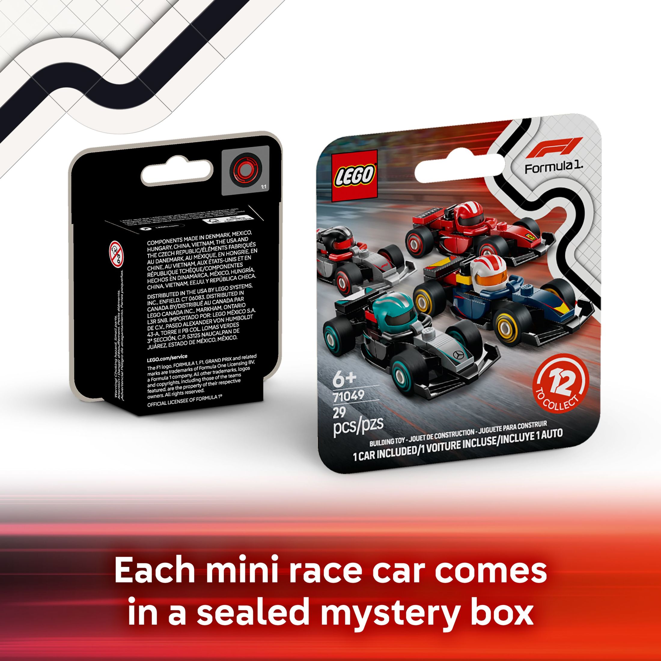 LEGO Autos de Carrera Coleccionables F1 - Set de Construcción de Modelo de Coche Edición Limitada - Caja Misteriosa para Fans de Fórmula 1 y Niños, Niñas y Niños Mayores de 6 Años - Idea de Regalo Coleccionable - 71049 4