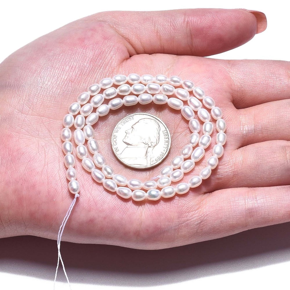 1strand Natural Cultured Freshwater Pearl Beads Strands Rice Seashell color 5~6x3.5~4mm Hole: 0.7mm about 71~74pcs/strand 14.72 inch~15.04 inch(37.4~38.2cm)
