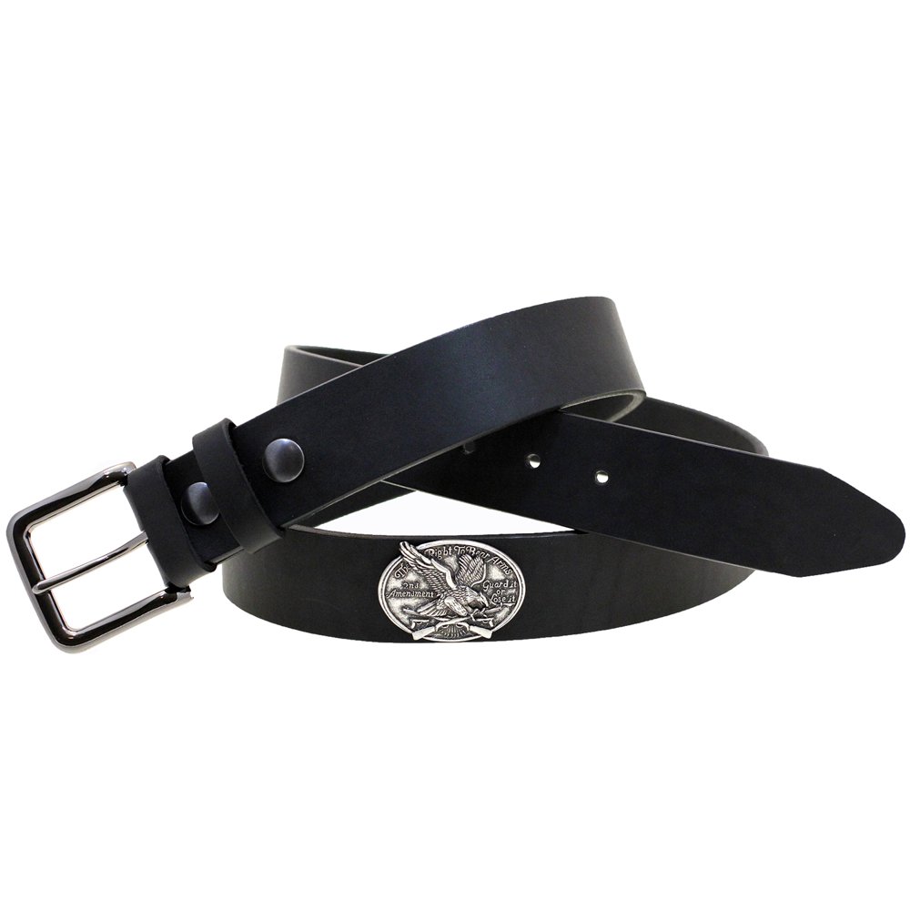 Orion Belt Company Mens 1 1/2 Black Latigo Leather Belt 2nd Amendment
