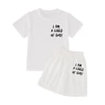 thumbnail image 5 of Utlike Girls Clothing Set Fashion Letter Print Casual Loose Short Sleeve Suit Lightweight Casual Outfits Size 9 Years-10 Years, 5 of 7