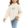thumbnail image 6 of Spazoro Girls Fleece Mock Neck Long Sleeve T-Shirts, Stretchy Panda Print Warm Long Sleeve Loose Fit Casual Pullover Tops Tee for Fall Layering White Size 0-1T, 6 of 6