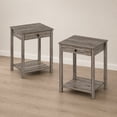 thumbnail image 2 of Furinno Classic Side Table Set of 2, 2-Tier Modern End Table with Small Drawer and Open Shelf, Night Stand, Bedside Table, for Living Room, Bedroom, Rustic Oak, 2 of 5