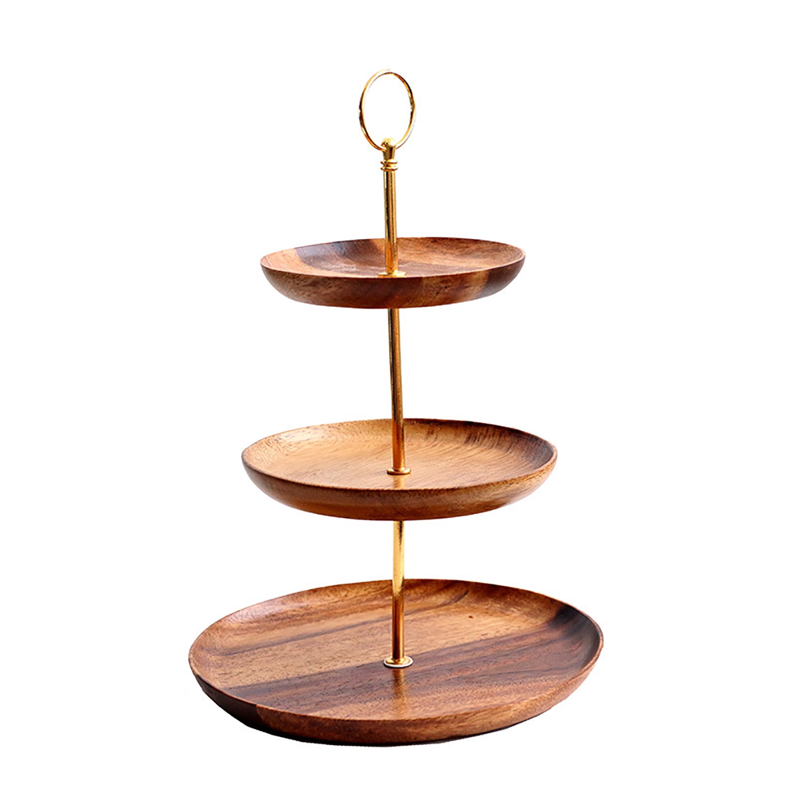 3 Tier Luxury Wood Serving Stand Serving Tray For Party Round