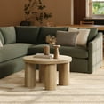 thumbnail image 2 of LuxenHome Oak Finish Manufactured Wood Round Coffee Table with 4 Pillar Legs, 2 of 8