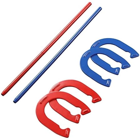 Horseshoes Outside Game, Horseshoes Outdoor Games Set Heavy Duty Steel 4 Horse Shoes & 2 Stakes, Horse Shoes Outdoor Games for Adults and Family - Ideal for Backyard, Lawn, Beach