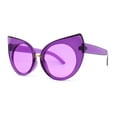 thumbnail image 2 of Womens Oversize Round Circle Lens Curled Ears Cat Eye Sunglasses All Purple, 2 of 4