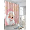 thumbnail image 3 of Pink Santa Christmas Long Shower Curtain Set, Waterproof Shower Curtains for Bathroom, Merry Christmas Snowflake Washable Fabric Cloth Bath Curtain for Bathtub Decoration with Hooks 72x84 Inches, 3 of 6