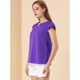 thumbnail image 4 of Camiseta Manga Tulipán Allegra K Cuello En V Básico Mujer Púrpura L, 4 of 6