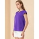 thumbnail image 4 of Camiseta Manga Tulipán Allegra K Cuello En V Básico Mujer Púrpura L, 4 of 6
